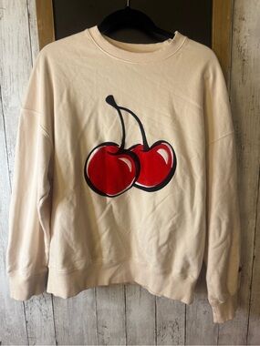KIRSH Big Cherry Logo Sweatshirt. Womens Size 1 Or Large Pop Art Korea